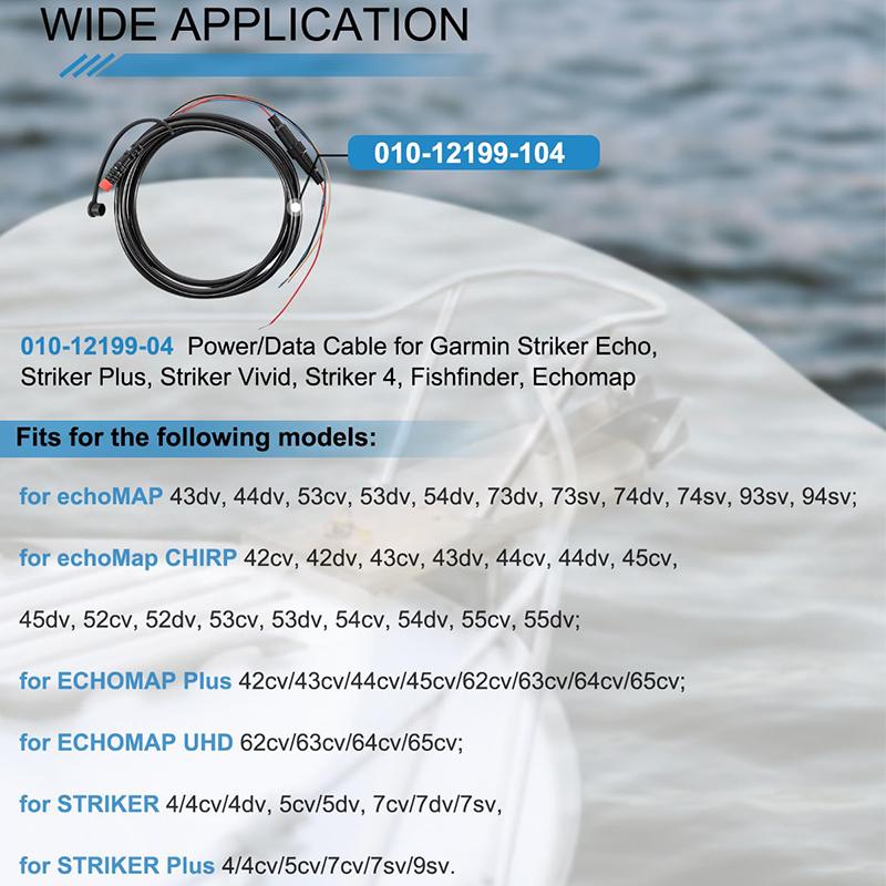 010-12199-04 Power/Data Cable 4-Pin Replaces for Garmin Striker Echo, Striker Plus, Striker Vivid, Striker 4, Fishfinder,Echomap