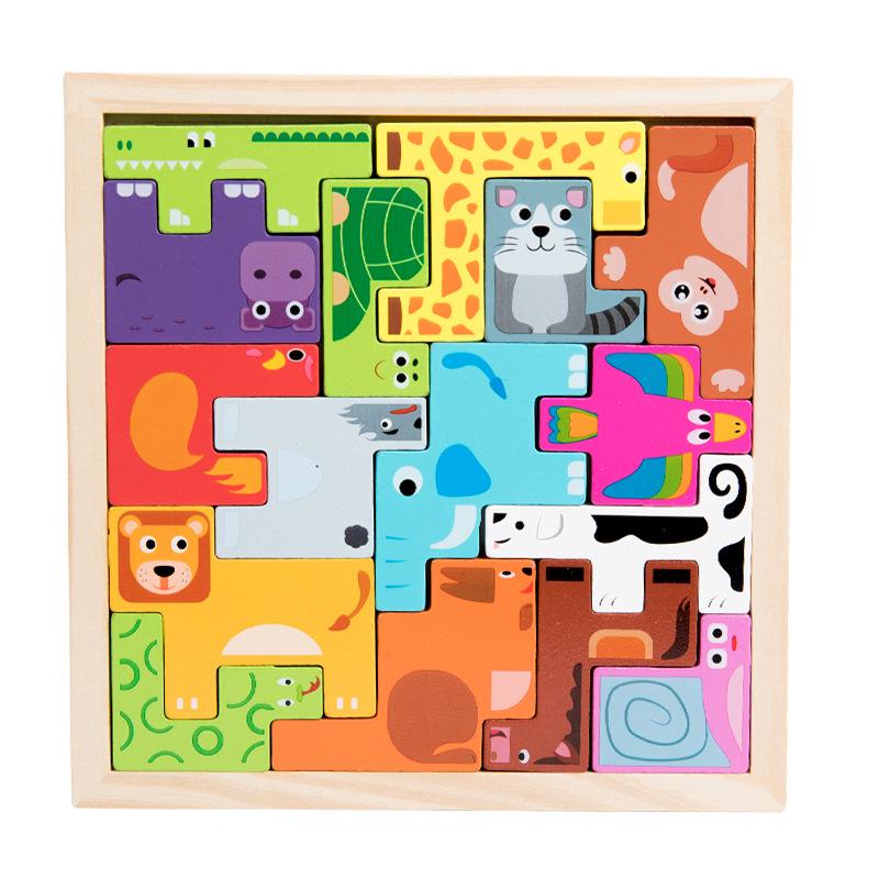 3D Cartoon Puzzle: Large Wooden Building Blocks for Kids 3-6
