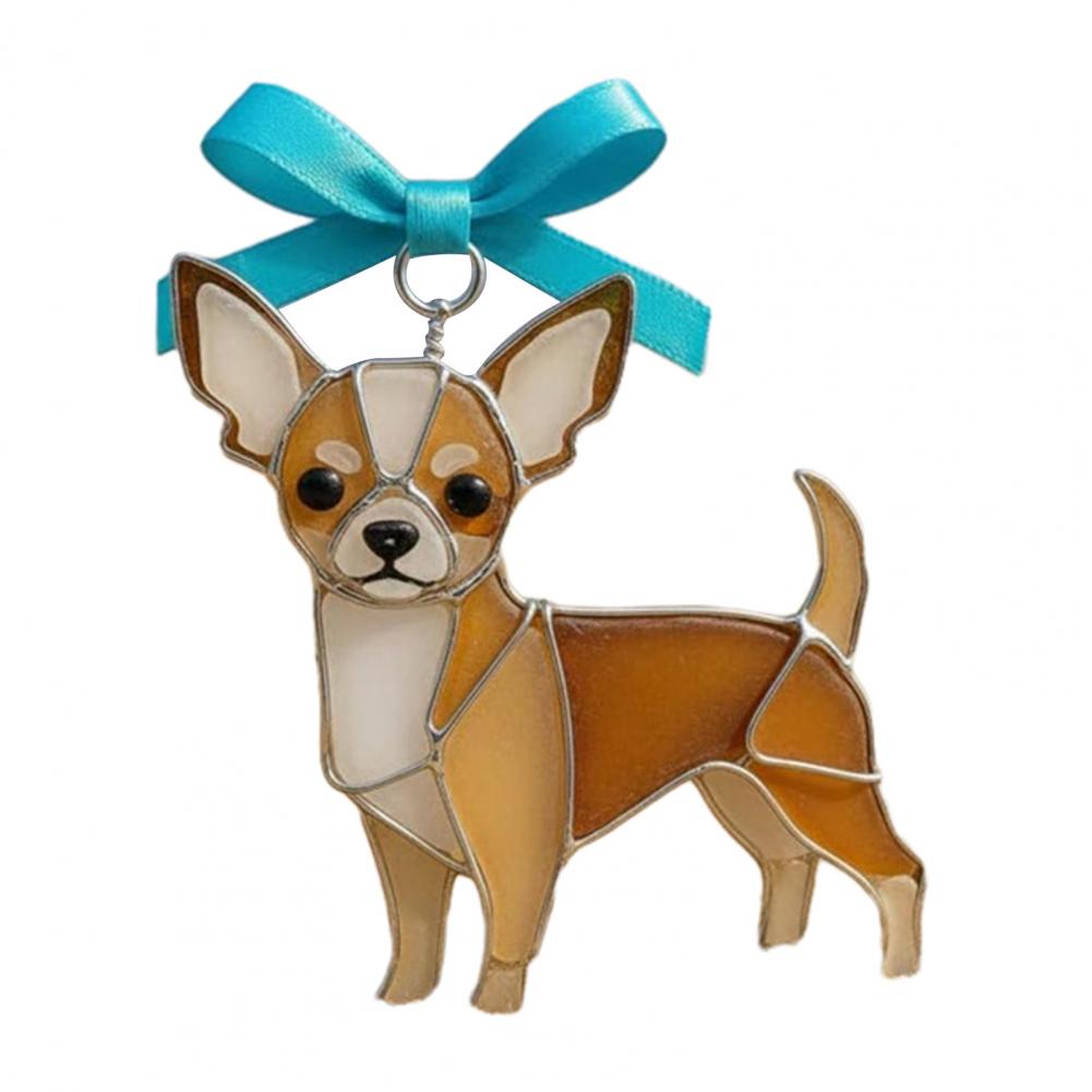Dog Ornament Acrylic Dog Decoration Colorful Acrylic Dog Suncatcher Ornament Stained Glass Breed Hanging Decor for Lovers