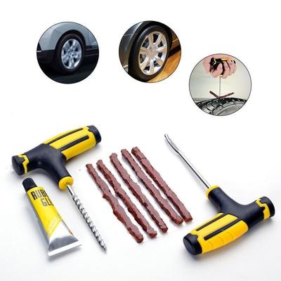 8 Uds en 1 Juego de neumáticos sin cámara para coche, Kit de reparación de pinchazos en neumáticos, herramienta de reparación de parches de aguja