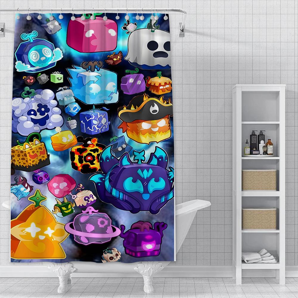 Shower Curtain Waterproof Polyester Fabric Paint Colorful Bath Curtains B-Blox Fruit Pupil Home Bathroom Decor Curtain With Hook