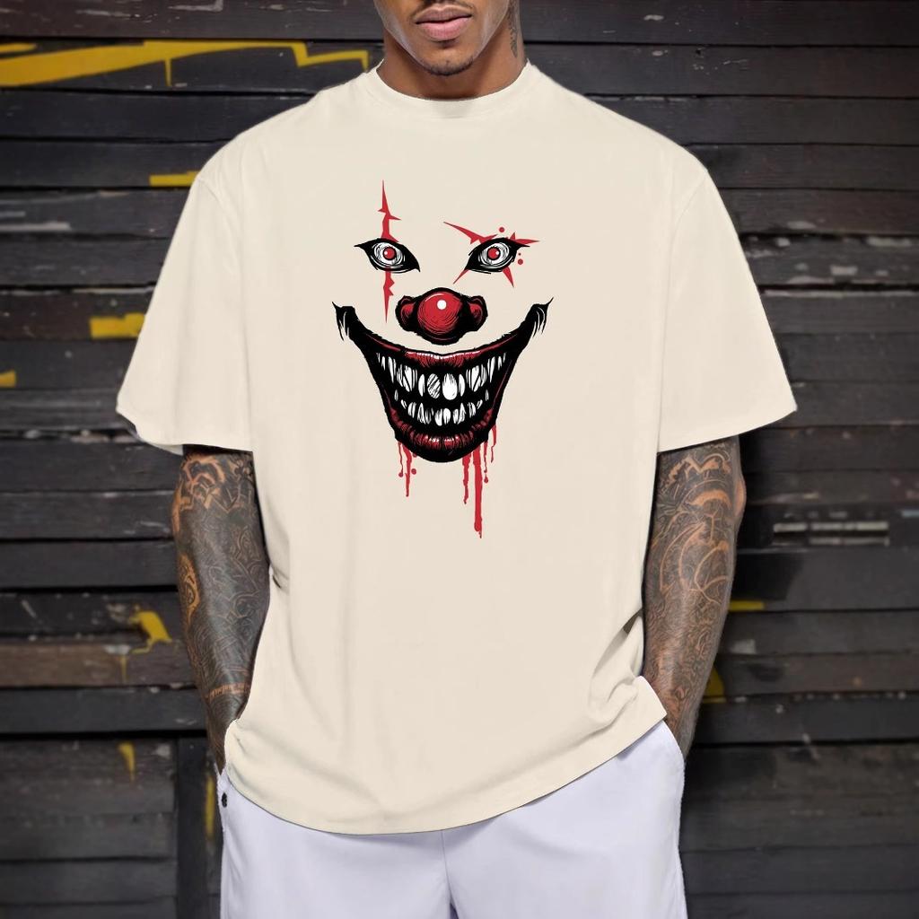 New Summer Men's Cute Smiling Face Printed T-shirt Young Men's Short Sleeves