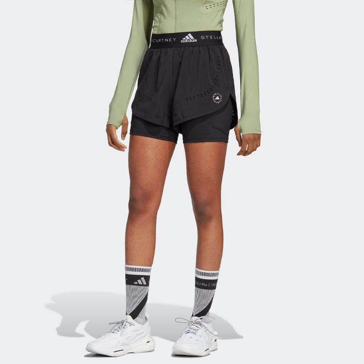 Adidas Logo Embroidered Quick-Dry Regular Sports Shorts Women Bottoms Black HS4258