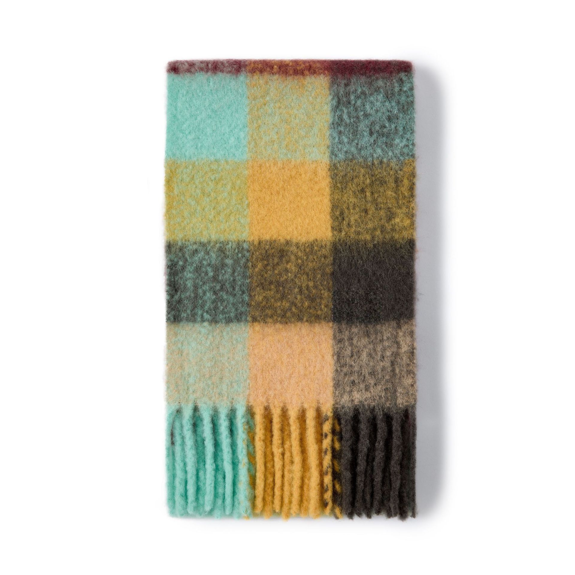 Homemade color scheme with 35% wool blended retro plaid scarf women s autumn and winter plaid fringed soft warm scarf 200 зелёный
