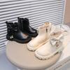 Girls Leather Boots with Big Sweet Bows Kids Ankle Boots Round Toes Soft Sole Autumn Children Princess Short Boots Elegant