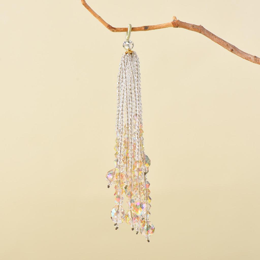 Original Spinel and Crystal Multi-Color Tassel Bag Charm Brooch in Chinese Style