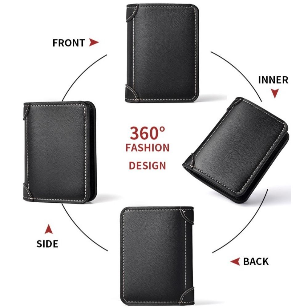Foldable Wallet Men Short Wallet Slim PU Leather Card Holder Simple Business Clutch Bag  Men