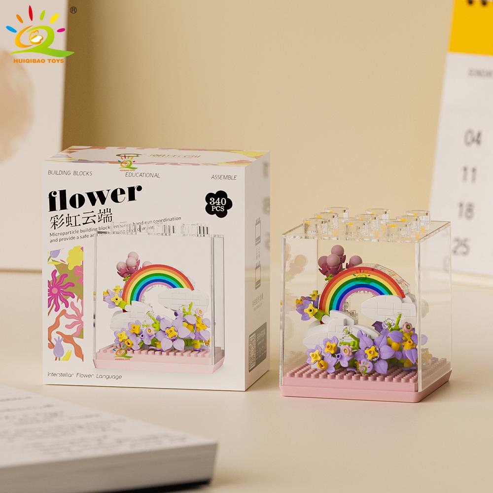 Moc Sun Flower Display Box Micro Building Block Succulent Mini 3D Diamond Model Brick Toy For Children Desk Decor.