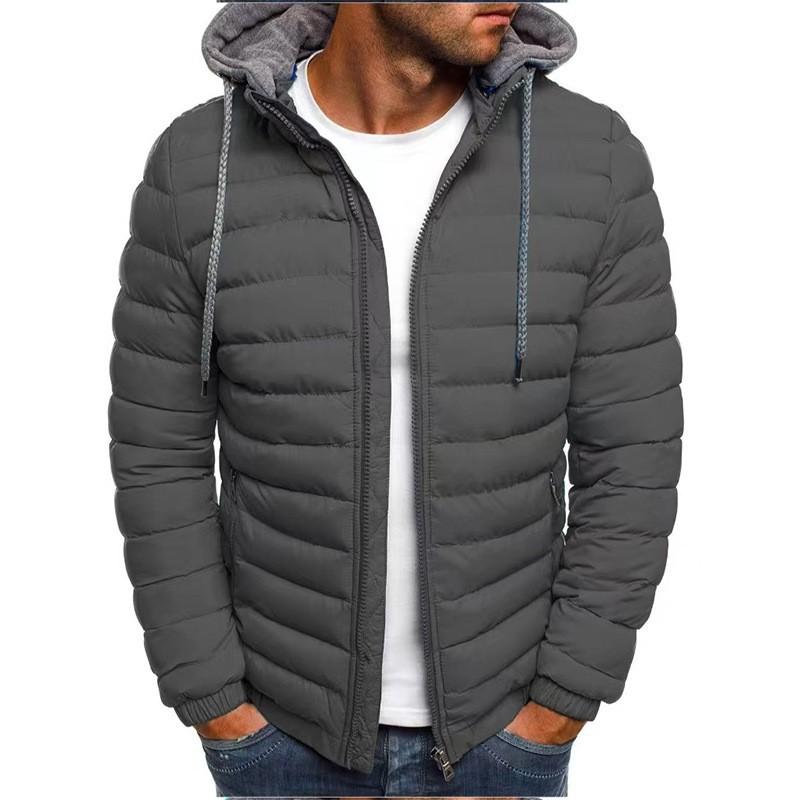 

Men s Lightweight Puffer Jacket Hooded Warm Winter Quilted Coat Cotton XXXL сірий