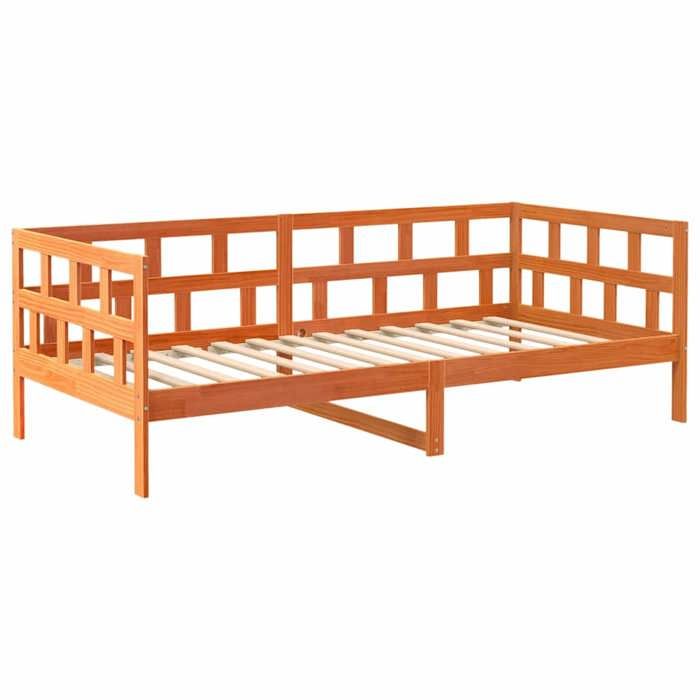 VidaXL Lit de Jour, Canapé-lit, Lit d’Invité, Meuble de Chambre à Coucher Intérieur, Moderne, Cire Marron 90x200 cm Bois de 844408