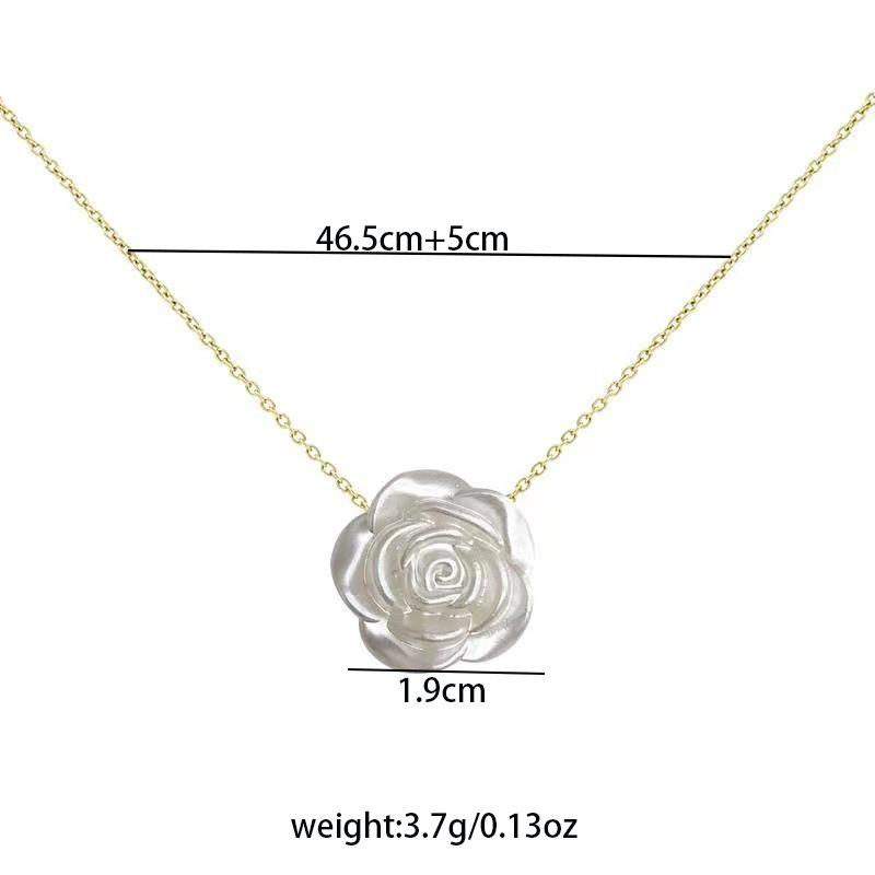 Cold Wind White Rose Pendant Necklace, Flower Simple Temperament Collarbone Chain Woman