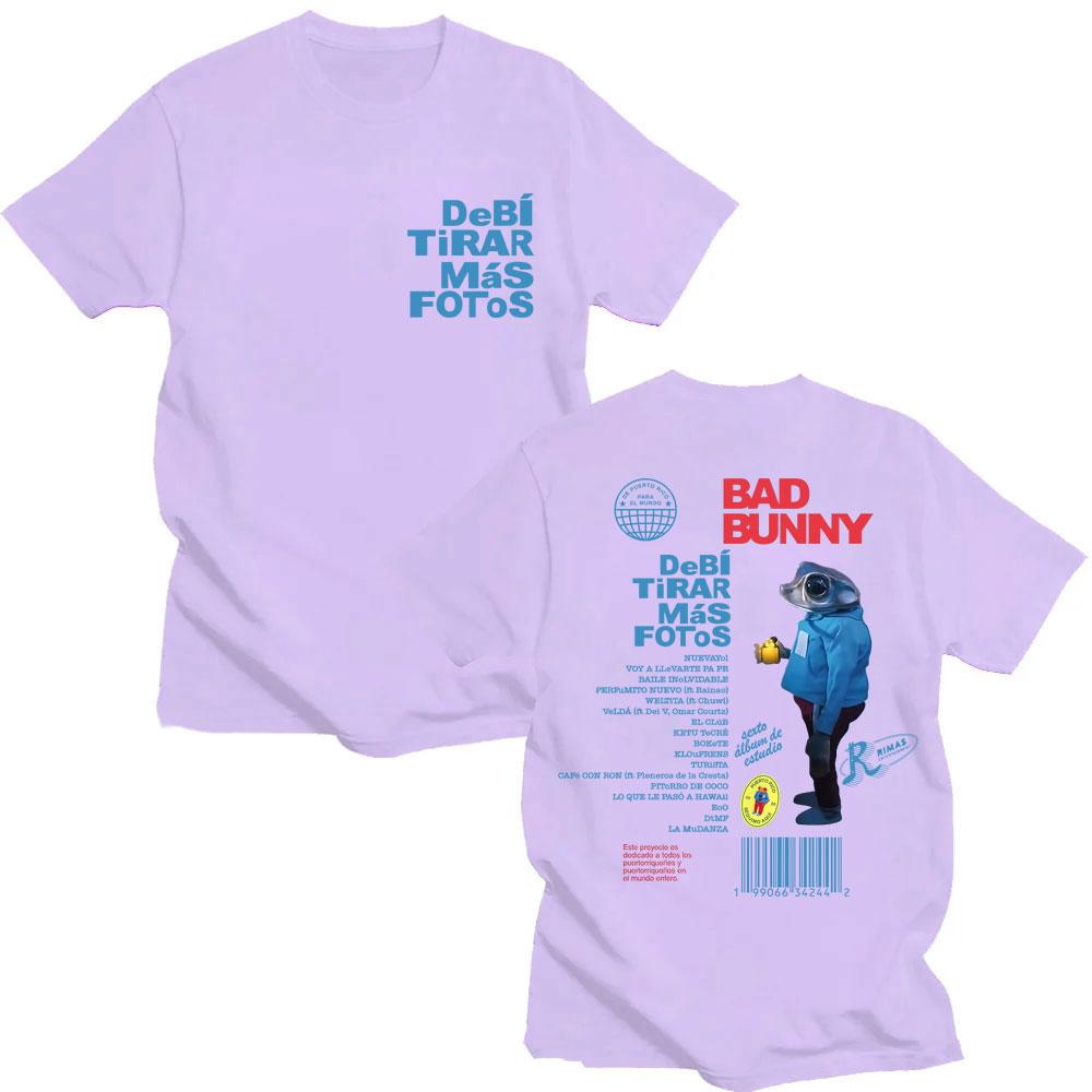 Rapper Bad Bunny Debi Tirar Más Fotos T Shirts Men Women Fashion Hip Hop Popular T-shirt Loose Casual Cotton T-shirts Fans Gifts