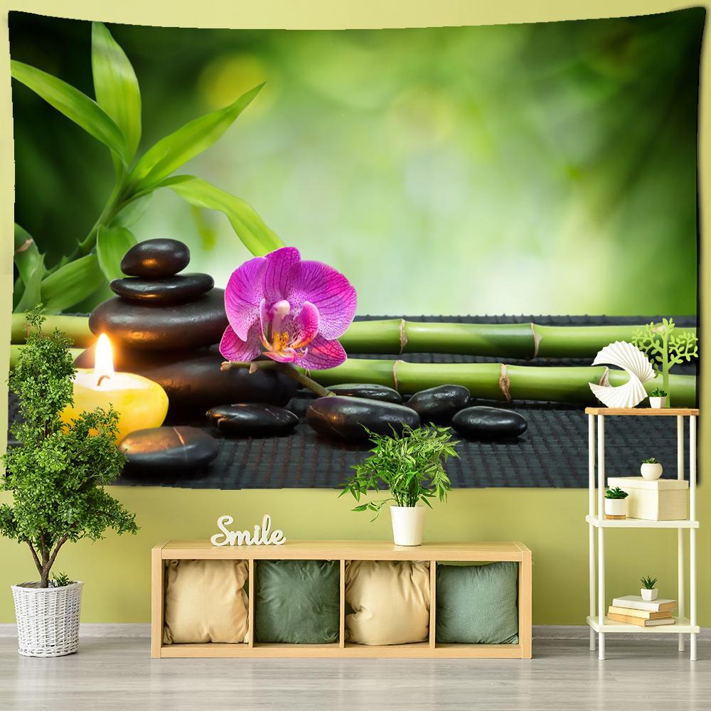 Tapiserie Bambus Lotus Agățare de Perete Peisaj Natural Boem Hippie Artă Vrăjitorie Saltea de Călătorie Decor Acasă