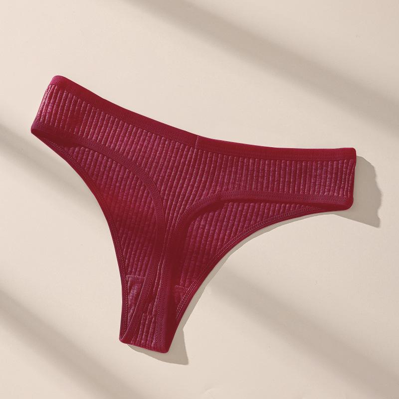 Sexy Low-Rise Thong Ribbed Women'S Panties Briefs T-Pants Yoga Fitness