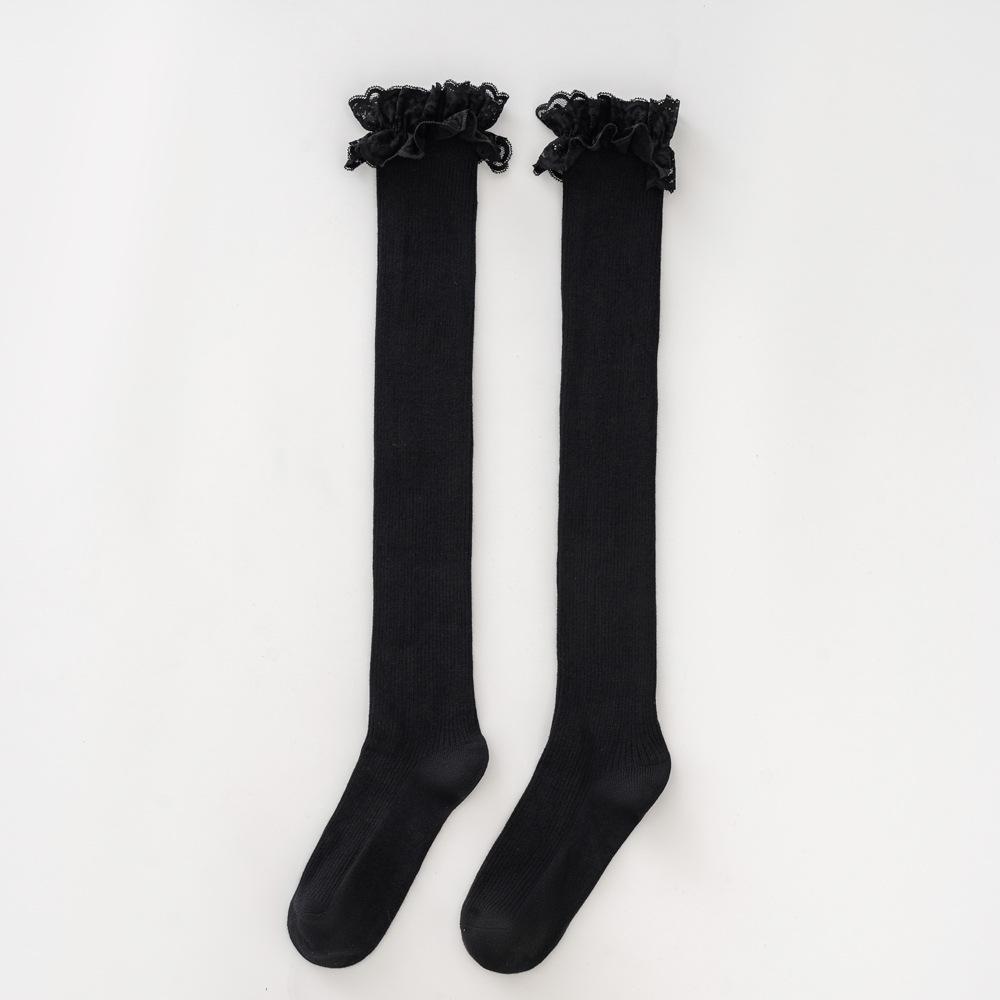 Lolita Thigh-high Socks Academy Style Thigh-high Socks Lace Trim Slimming Knee-high Socks