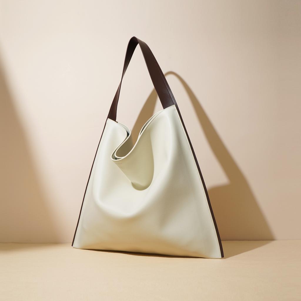 New Niche Design Simple Cowhide Shoulder Tote Bag Shopping Bag Bucket Bag Large Capacity Large Bag Women's Bag