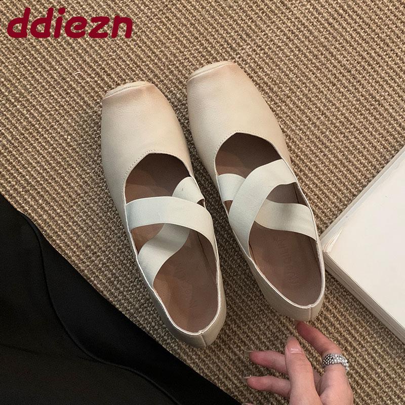 Fashion Fashion Shallow Women Ballet Flats Dance Shoes Spring Autumn Female Soft Footwear Square Toe Ladies Mary Janes Flats Shoes