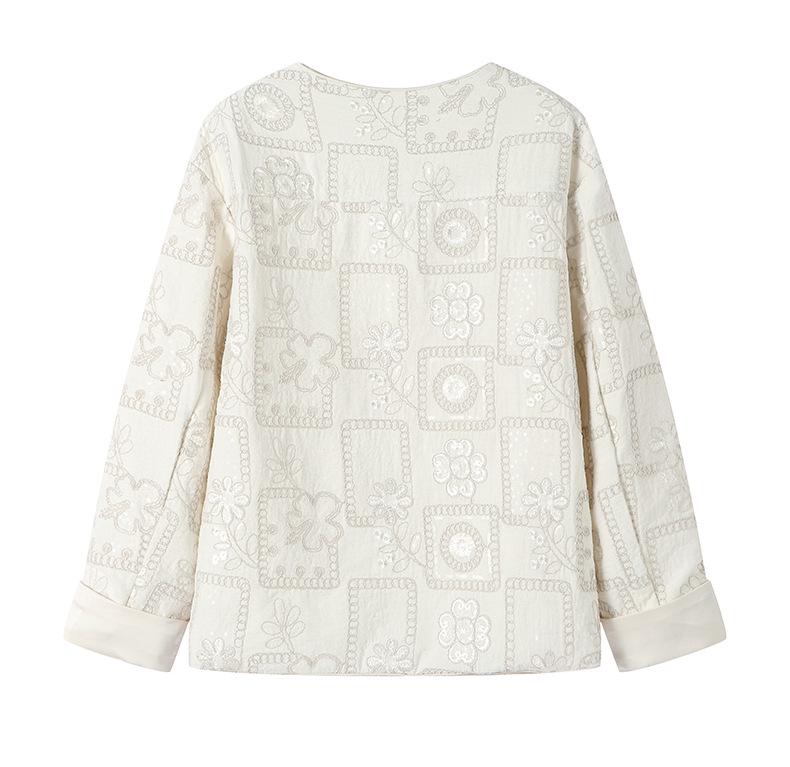 2025 Spring/Summer Women's Loose-Fit Embroidered Jacket: New Chinese Retro Style, Round Neck, Outerwear SP6057