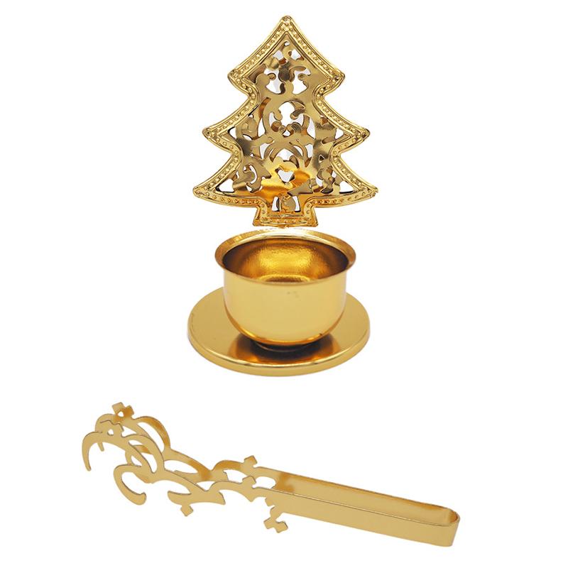 Christmas Hollow Design Christmas Decoration Christmas Tree Shape Elegant Candlestick Decorative Accessories 3 Styles