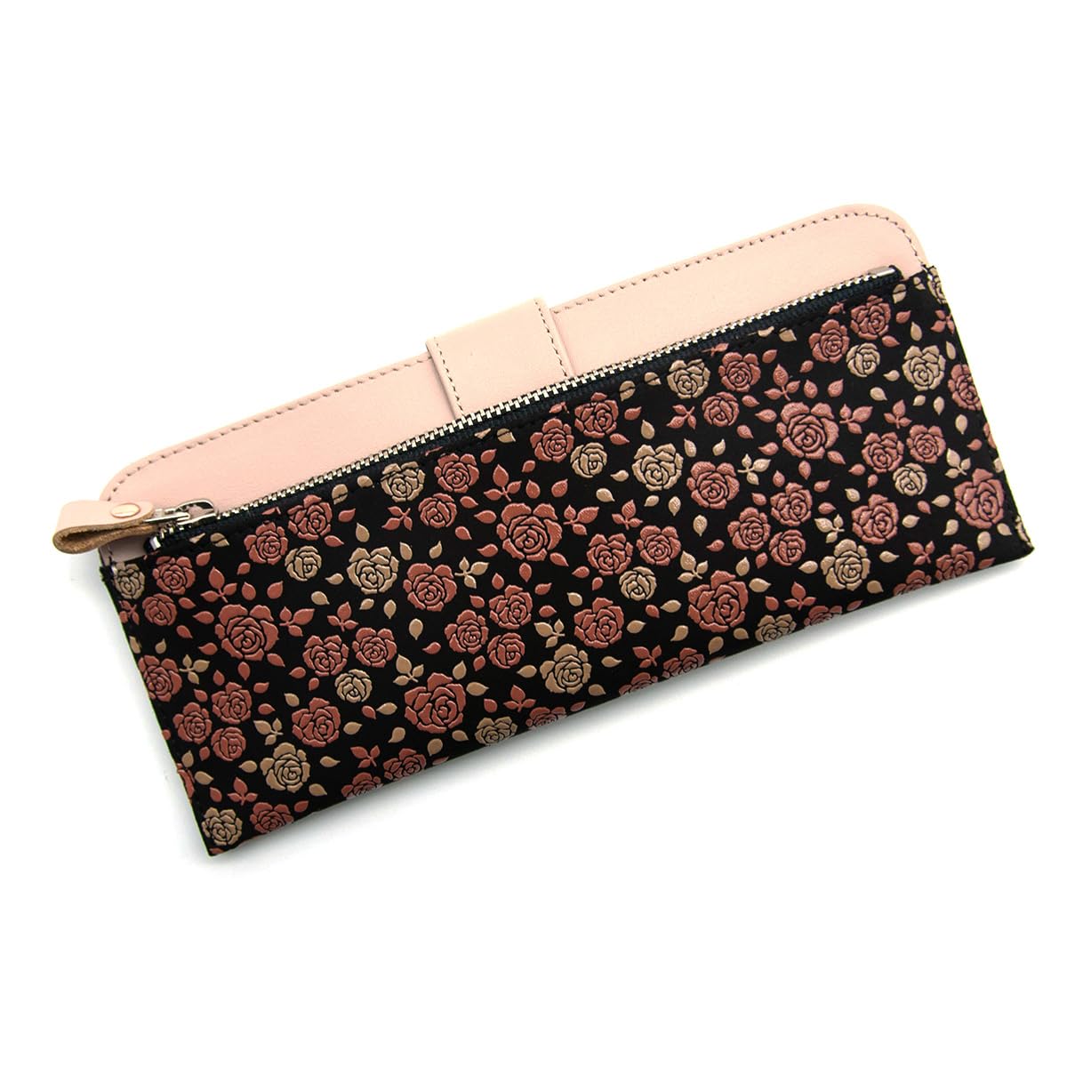 

Inden-ya Inden Long Wallet, Kaguwa Rose Design, Traditional Craftsmanship, Koshu Inden Deer Leather, Lacquered, Original Brand (No. 8402)