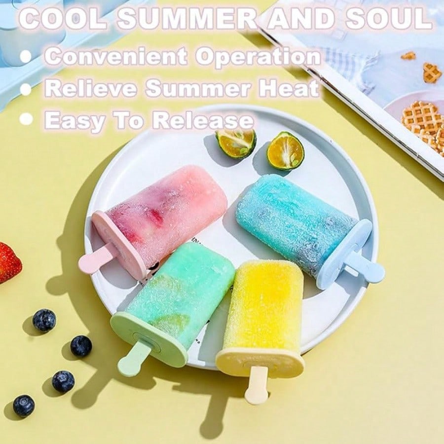 Popsicle Molds Set 6 Pieces Ice Popsicle Maker-, Easy-Release Ice Pop Molds, Homemade Ice Cream Molds
