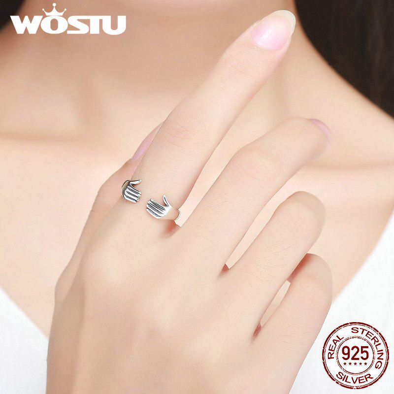 WOSTU Bagues réglables en argent Sterling 925 pour femmes, bijoux fins authentiques, cadeau