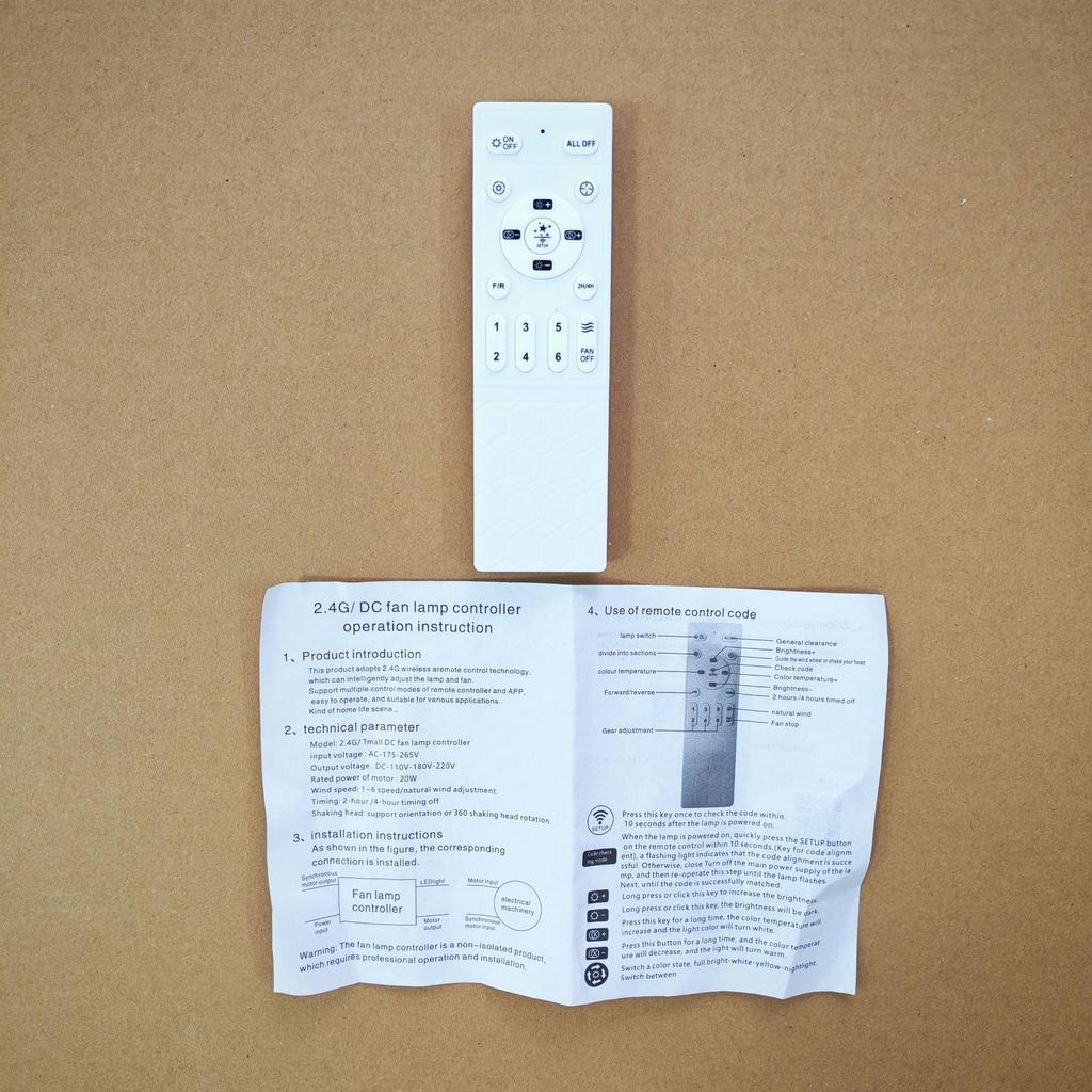 Remote-Controlled 6-Speed DC Variable Frequency Fan Light with Adjustable Head and 110V Lighting Fixture Accessories