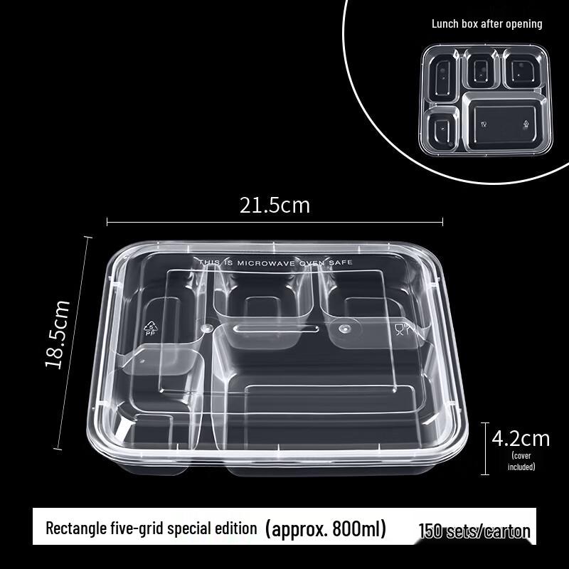 

Disposable 5-Compartment Meal Prep Containers with Lids