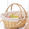 Weißer Rattan-Geflechtkorb Blumenkorb Ostergeschenk Mit Griff und Stoffeinsatz Obst Gemüse Brot Haushaltswaren Aufbewahrung