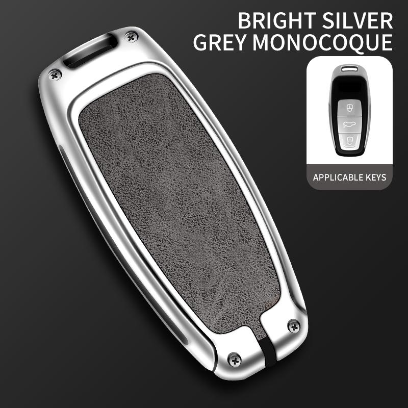 

Чехол для автомобильного дистанционного ключа, чехол для A3 A4 B9 A6 A7 4K A8 E-tron Q5 Q8 C8 D5 SQ8, защитная сумка, аксессуары для брелока серебряный серый