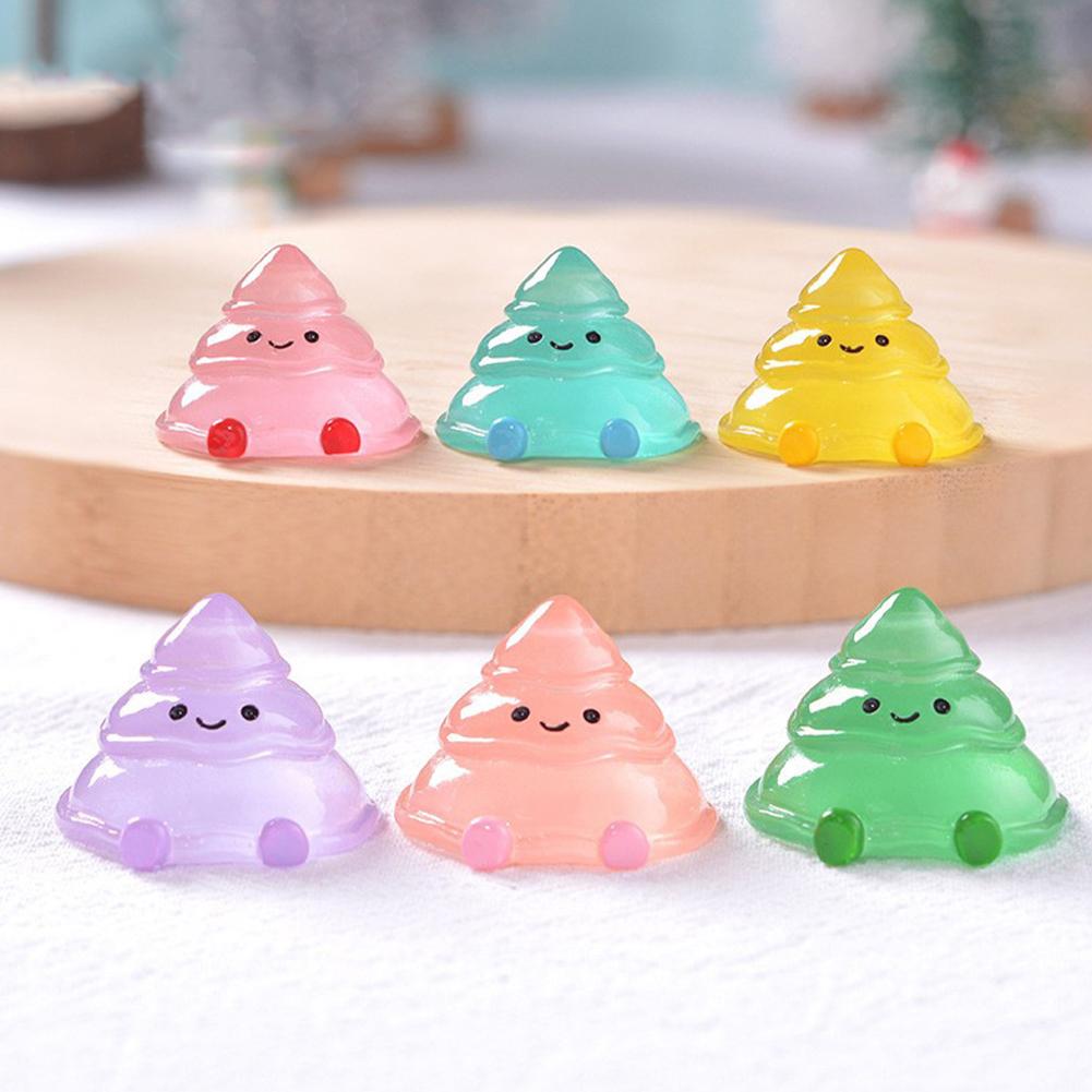 Christmas Cute Luminous Melted Christmas Tree Resin Small Accessory DIY Micro Landscape Snow Landscape Mini Ornament