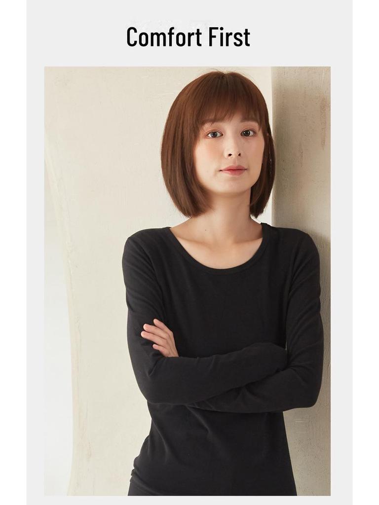 Dámský top s dlouhým rukávem z čisté bavlny v jednobarevném provedení