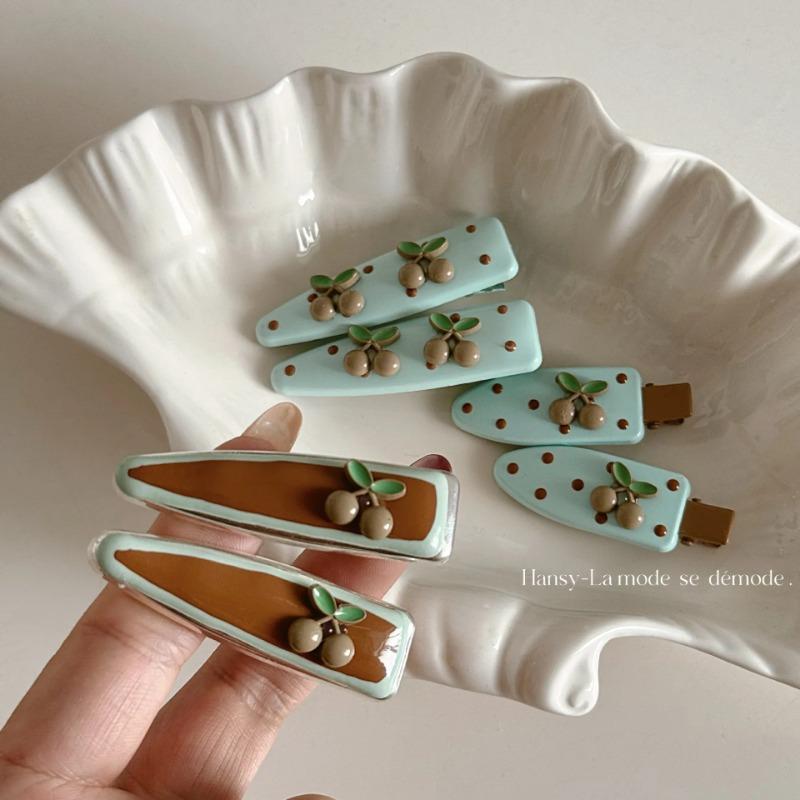 Coffee Cherry Polka Dots Mint Green Hairpin Sweet and Cute Bangs Clip Side Clip Hair Accessories Duckbill Clip New
