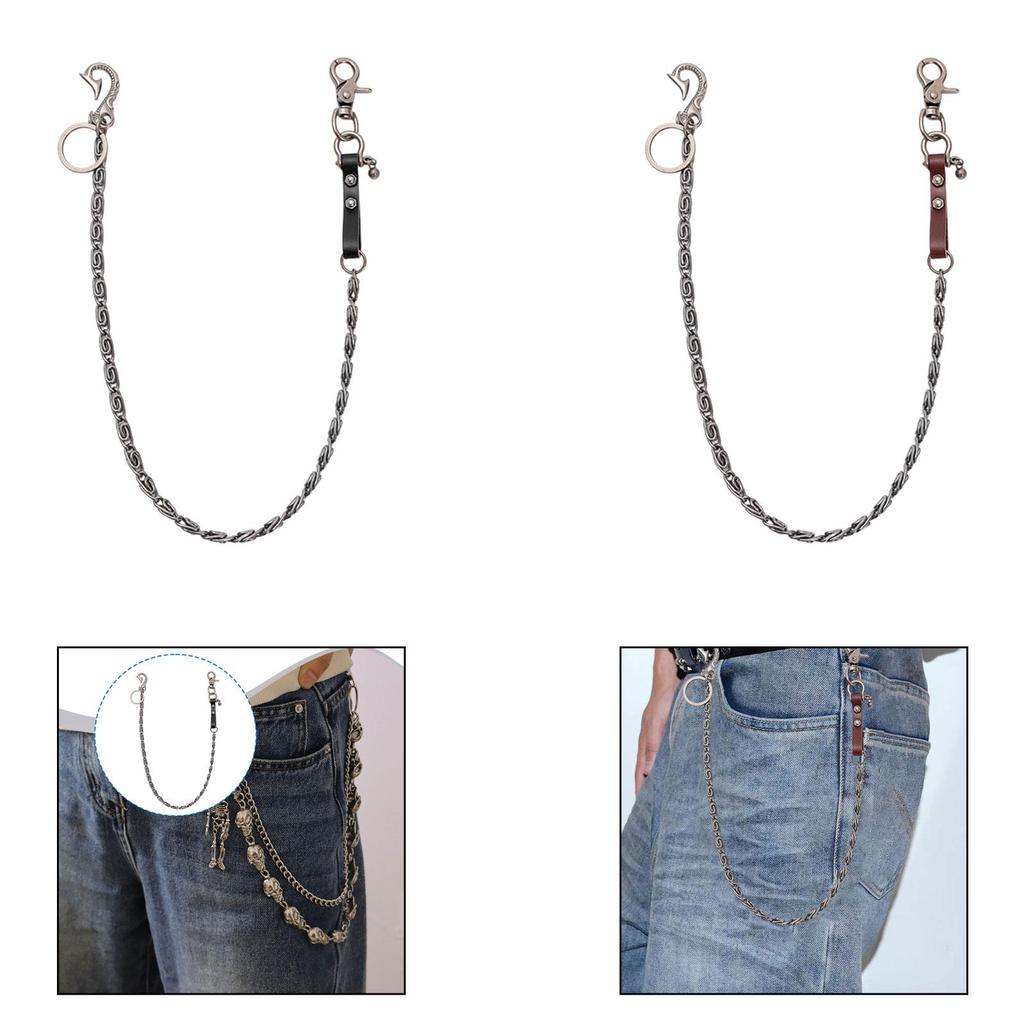 Wallet Chain 70cm Trendy Fashion for Women Girls Streetwear Fans Skaters Black Leather