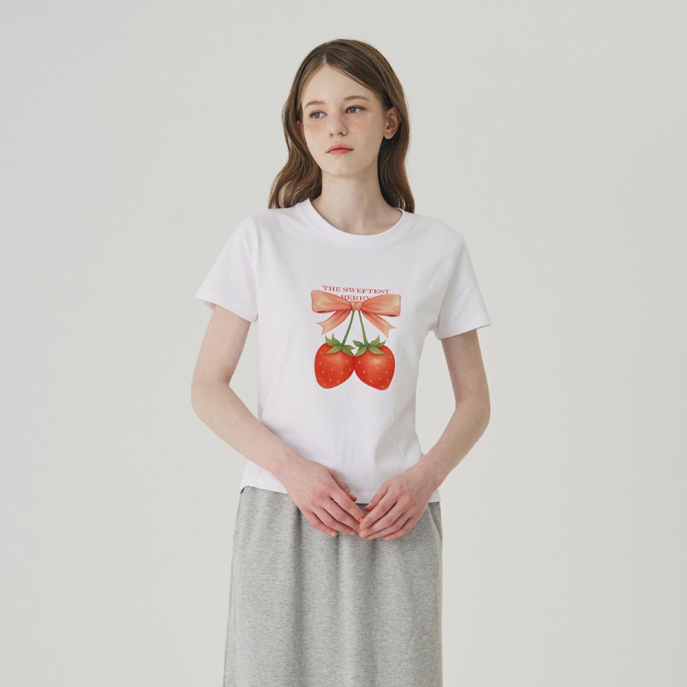 SWEET SOUP Strawberry Ribbon T-Shirt_White(Wb7Stf1)