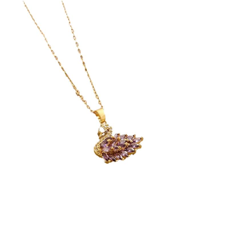 Collana Ciondolo Cigno per Donna Moda nicchia ins Trendy Catena Clavicola in Acciaio di Titanio con Design Unico per Donna
