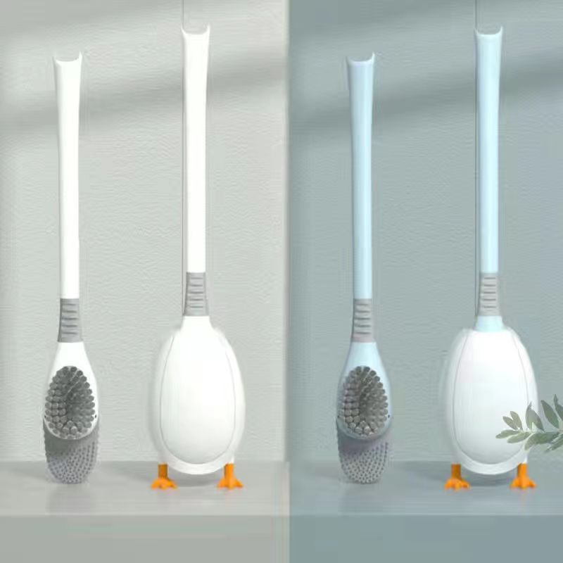 Creative Duck Shape Floor-to-ceiling Toilet Brush Set Silicone Brush Soft Brush To Clean The Toilet Floor