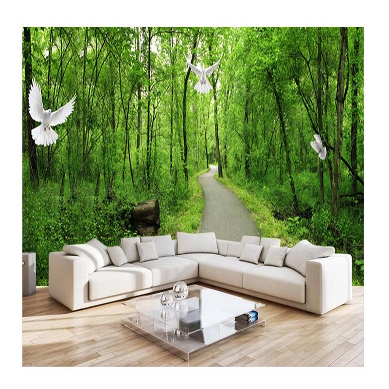 

Photo Mural 3D Green Forest Path White Pigeon Wallpaper For Living Room Bedroom Background Wall Mural 200 cm(W) x 140 cm(H)