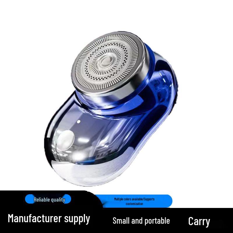 Компактная перезаряжаемая роторная электробритва, полностью водонепроницаемая синий