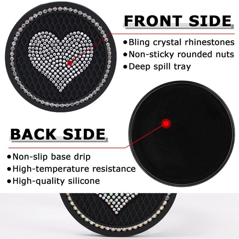 Sottobicchiere a Diamante a Forma di Cuore per Auto Portabicchieri Automatico Tappetino Antiscivolo in Silicone Accessori Decorativi per Interni Auto