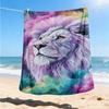 1pc Lion Art Print Throw Blanket Polyester Fiber, Lightweight Flannel, Soft & Warm, All Season Use for Outdoor, Camping Digital Print