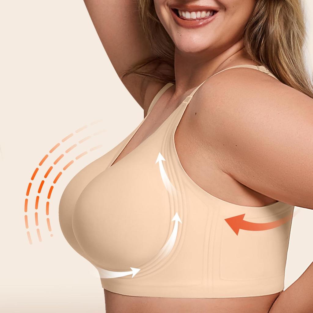 Bezprzewodowy Biustonosz Bezszwowy Podtrzymujący dla Kobiet: Wygodny Duży Rozmiar dla Dużego Biustu, Idealny dla Kobiet w Średnim Wieku i Starszych.