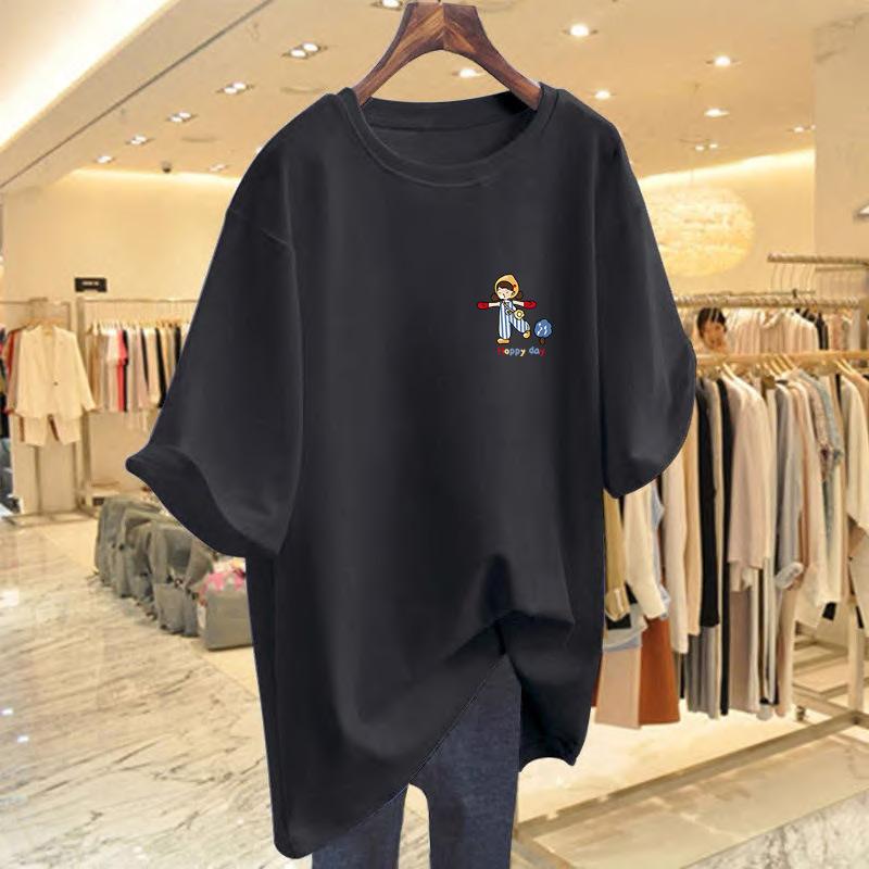 Pure Cotton Gray Short-sleeved T-shirt Women's Summer 2025 New Summer European Goods Large Version Foreign Loose Casual Top