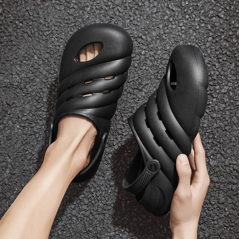 Mens Clogs Waterproof Anti-Skid Thick Bottom Wear-Resistant Cushioned Sole Plush Comfort Easy Slip-On Sandal Shoes