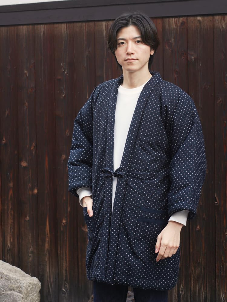 Tayutaf Hanten Plus Made in Flying Gray and Men's (Hanten), Size, Japan, Winter, Kurume, Stylish, Cotton-Filled Hanten, Gentleman's, Stylish,