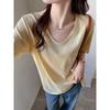 Front Shoulder Snowflake Short-sleeved Shirt Women's Collar Spring Top Korean Loose and Versatile High-end Bottoming Shirt