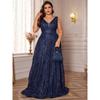 European and American Plus-Size Formal Dress, Deep V-Neck Sexy Long Dress, Slim-Fit Mermaid Bridesmaid Evening Gown
