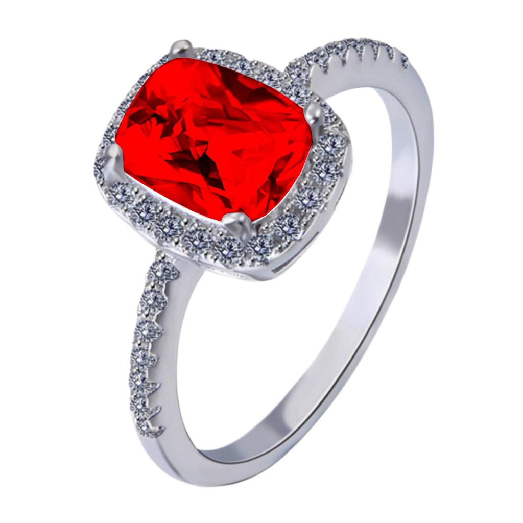 Multi-Color Rectangular Gemstone Ring: Classic Square Diamond Engagement Silver Jewelry