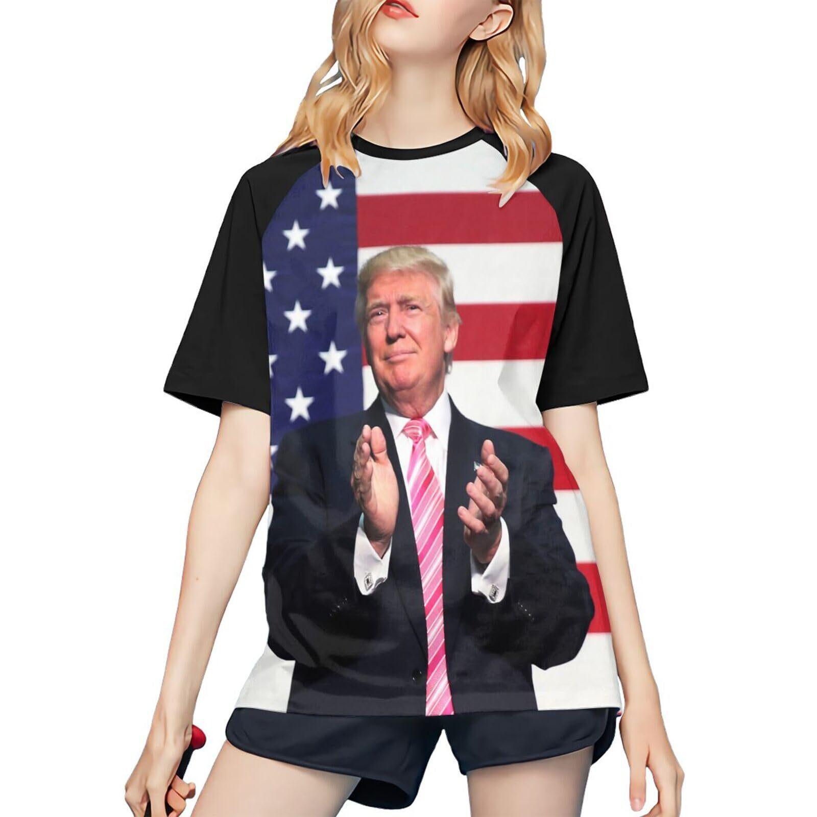 

Летний топ с круглым вырезом и 3D-принтом президента США, модная повседневная женская футболка с коротким рукавом 4XL