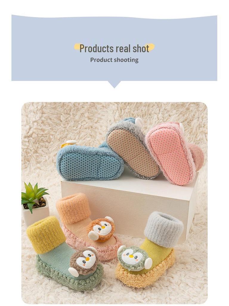 Cozy Velvet-Lined Non-slip Toddler Floor Socks - Autumn/Winter High Top Style